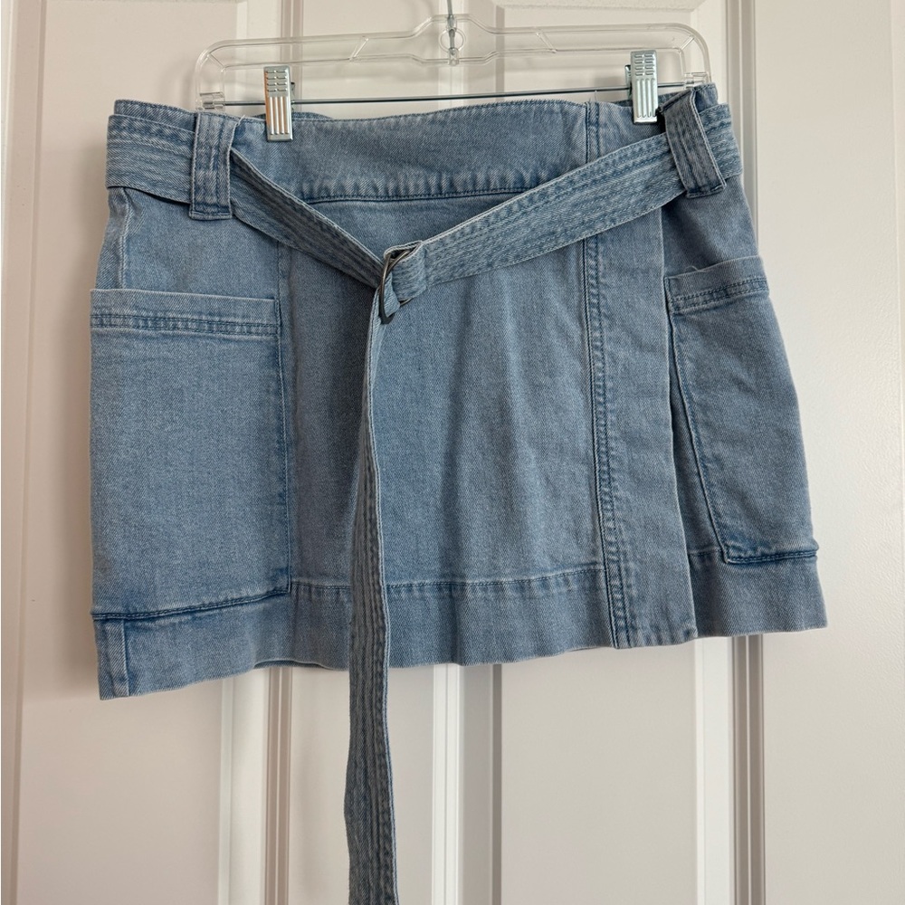 Rails Deanna Wrap Denim Mini Skirt with Belt Size Large - Picture 3 of 4